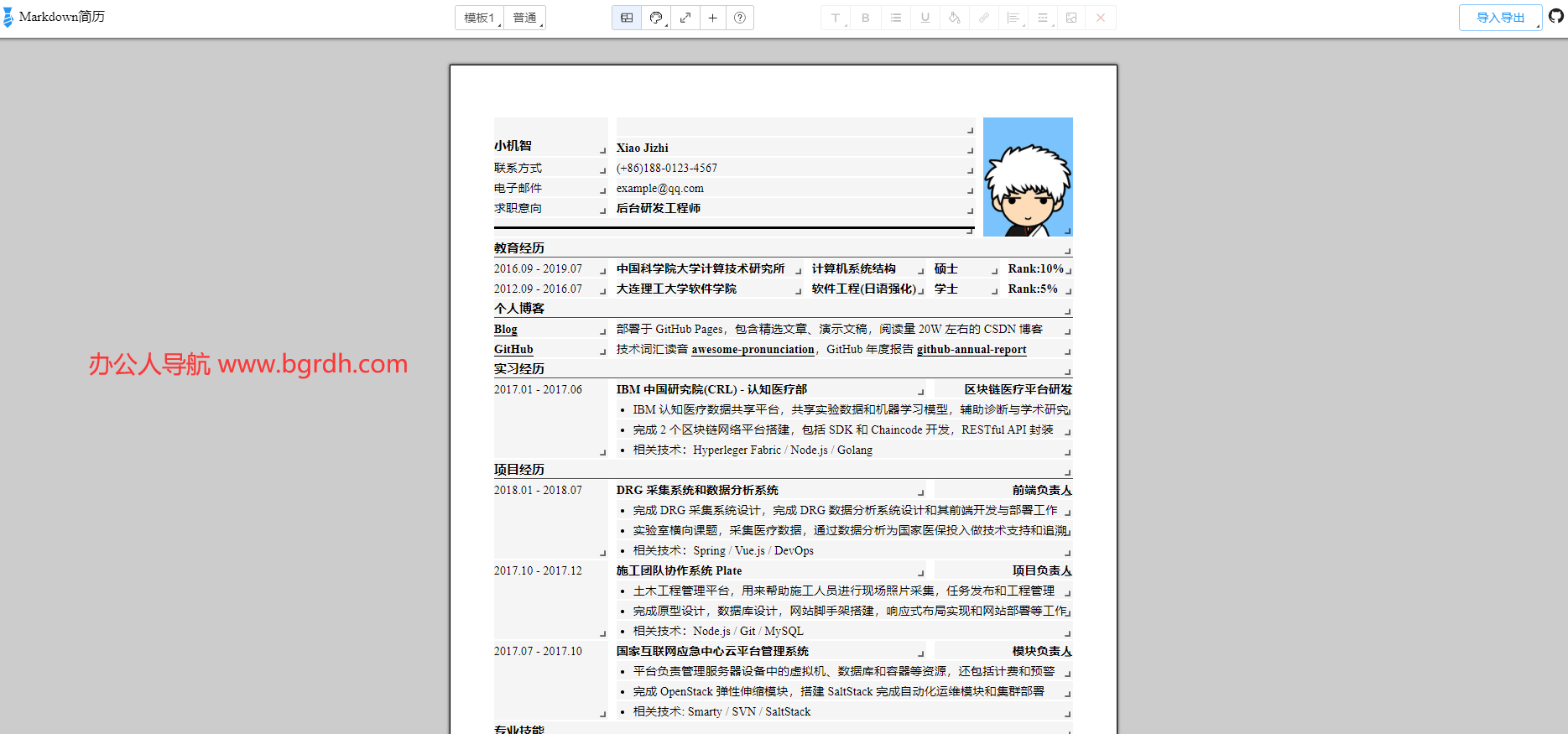 Markdown簡歷排版插圖 Markdown簡歷排版插圖